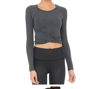 Alo cover long sleeve top - anthracite gray